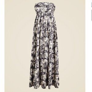 JCrew Collection Strapless bow-back maxi dress in toile print - NWT - Size 14